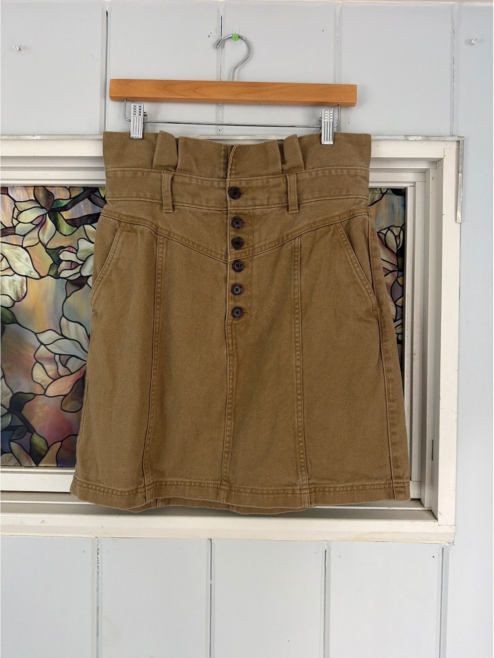 Banana Republic Women's Tan Cotton Button-Front Skirt Size 6